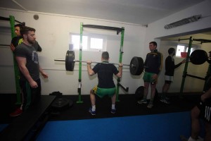Senior players using one of the many weight machines at the new strength and conditioning suite at CLG Ard an Ratha. PHOTOS: Ciara, JMAC.
