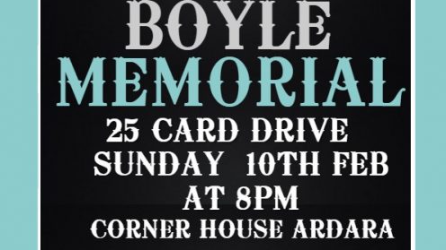 Annual Oliver Boyle Memorial 25 Card Drive