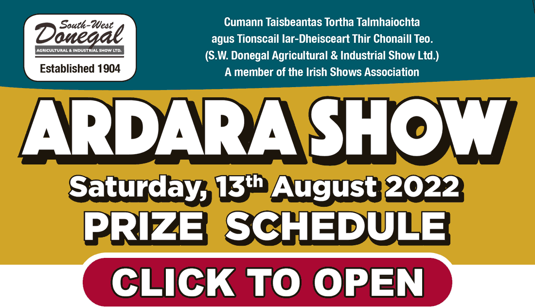 Ardara Show prize schedule 2022